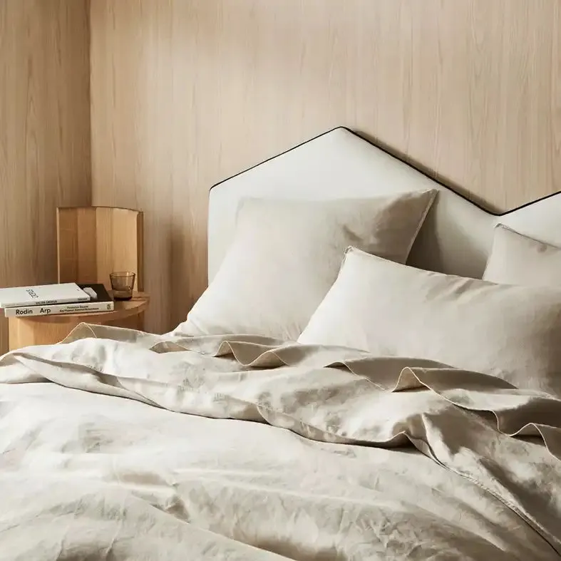 Ravello linen flat sheet bone