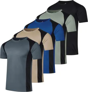 Real Essentials 5 Pack Men’s Active Quick Dry Mesh Crew Neck T Shirts | Athletic Short Sleeve Tee (Available in Big & Tall)