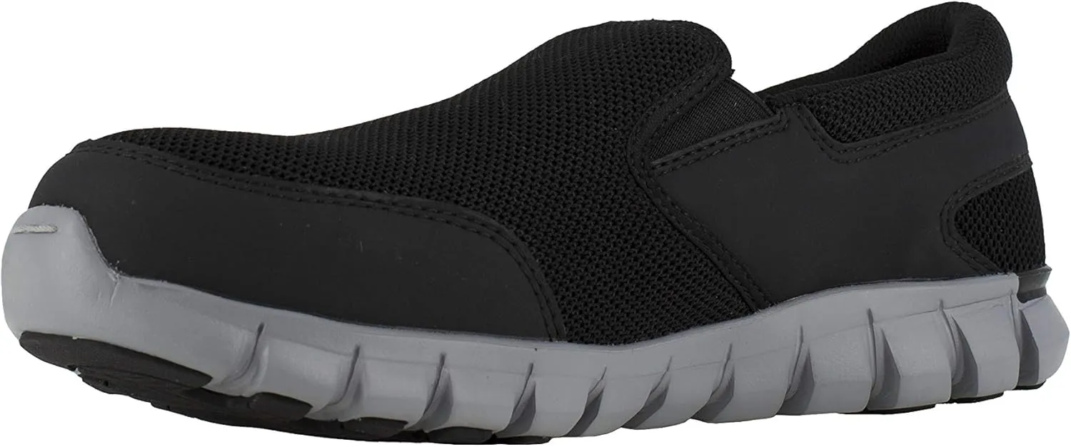 Reebok Men's Rb4037 Sublite Cushion Work Safety Athletic Slip-on Alloy Toe Shoe Black