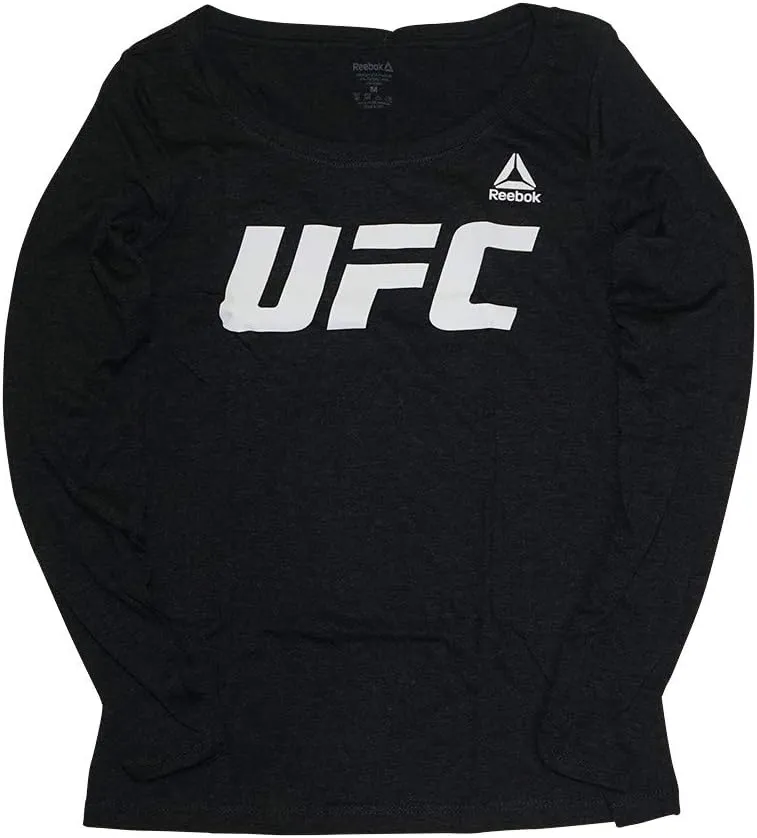 Reebok Women's UFC Essentials Logo Long Sleeve Tri Blend Scoop Neck Tee