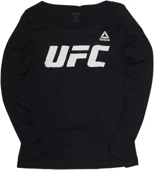 Reebok Women's UFC Essentials Logo Long Sleeve Tri Blend Scoop Neck Tee