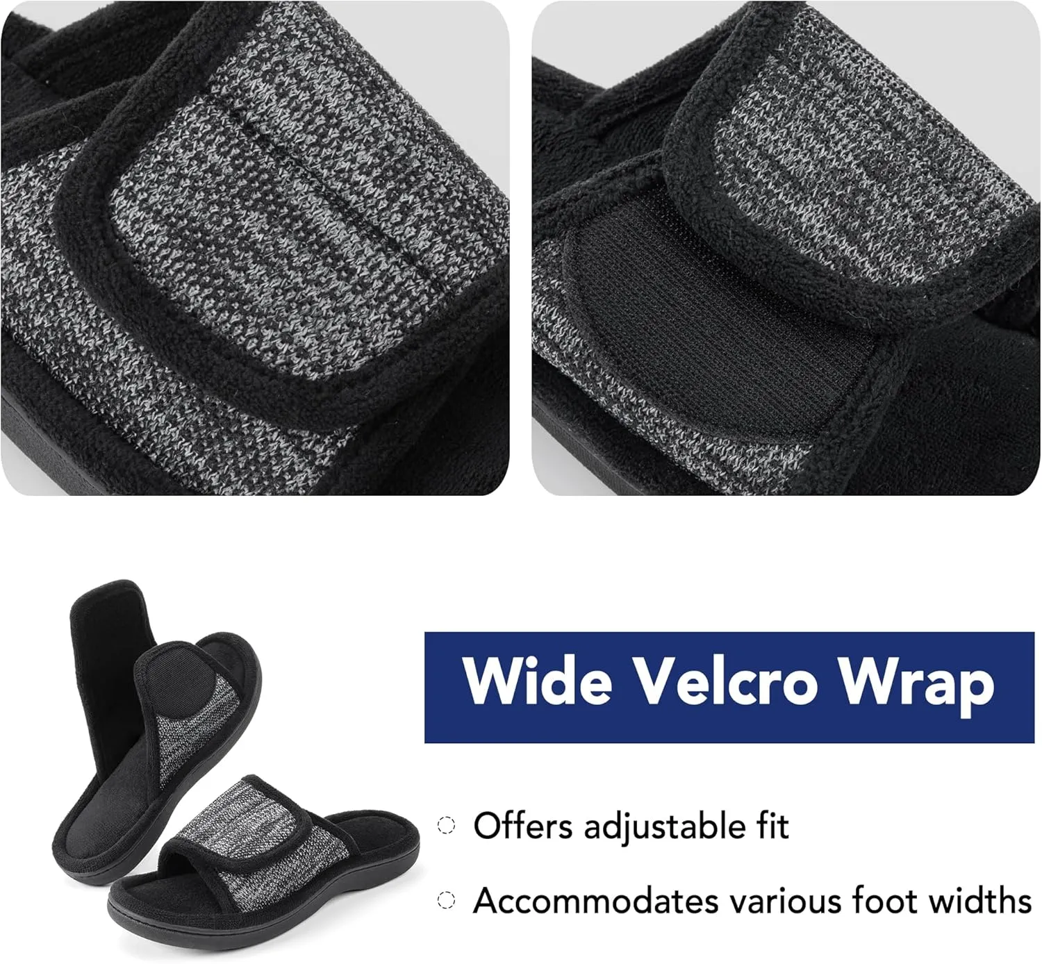 RockDove Men's Adjustable Wrap Memory Foam Slide Slipper