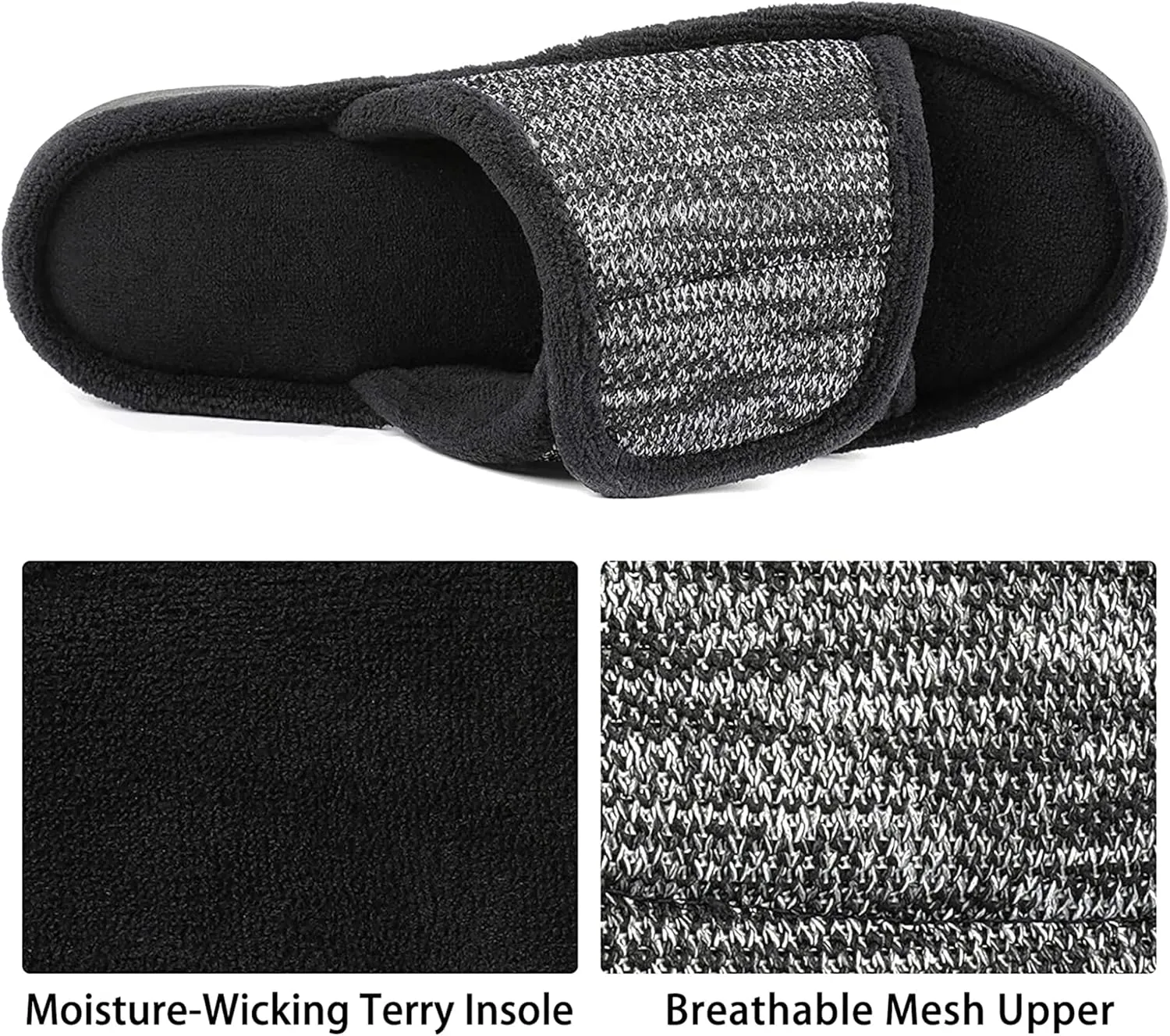 RockDove Men's Adjustable Wrap Memory Foam Slide Slipper