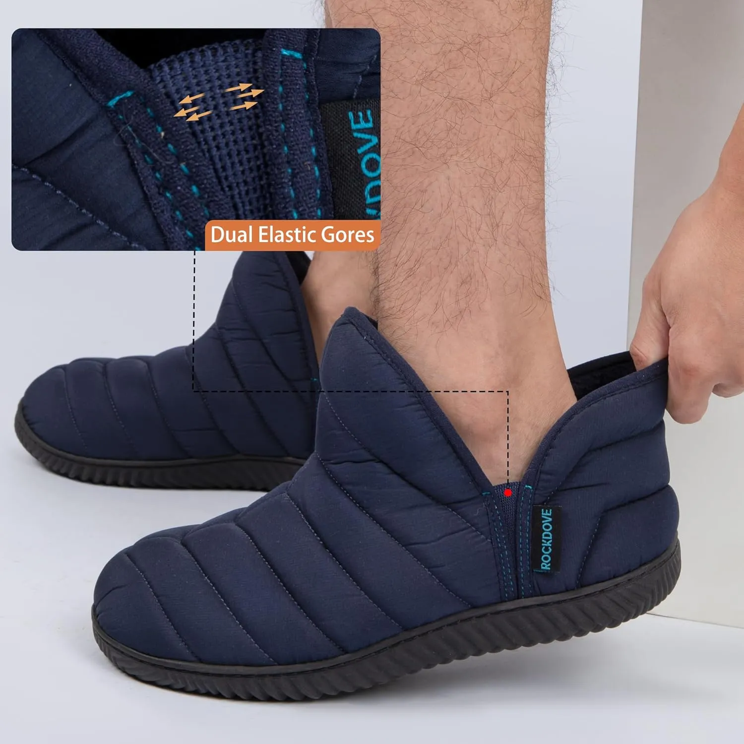 RockDove Men's Alpinz Puffer Bootie Slipper with Memory Foam
