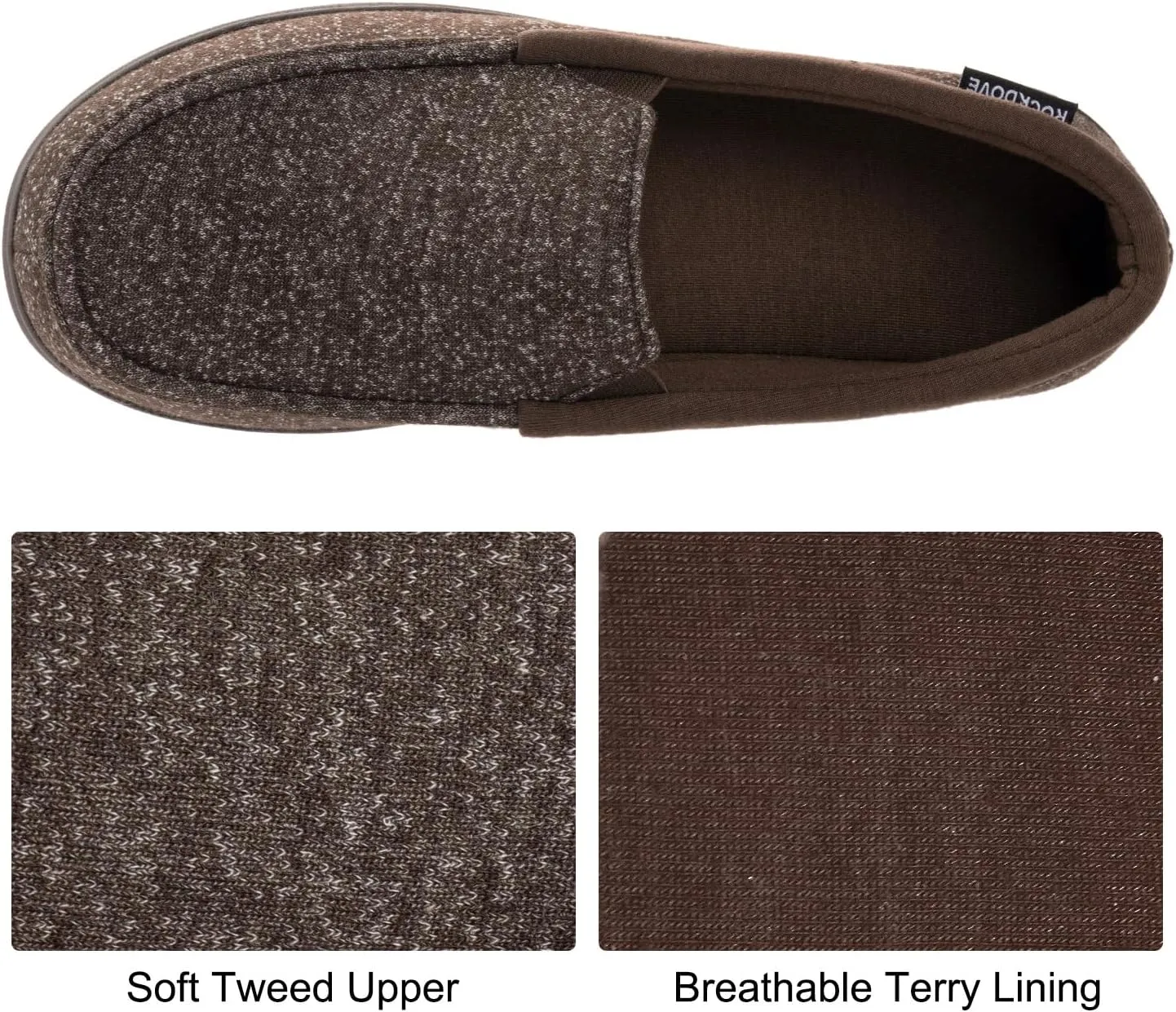 RockDove Men's Tweed Memory Foam Moc Slipper