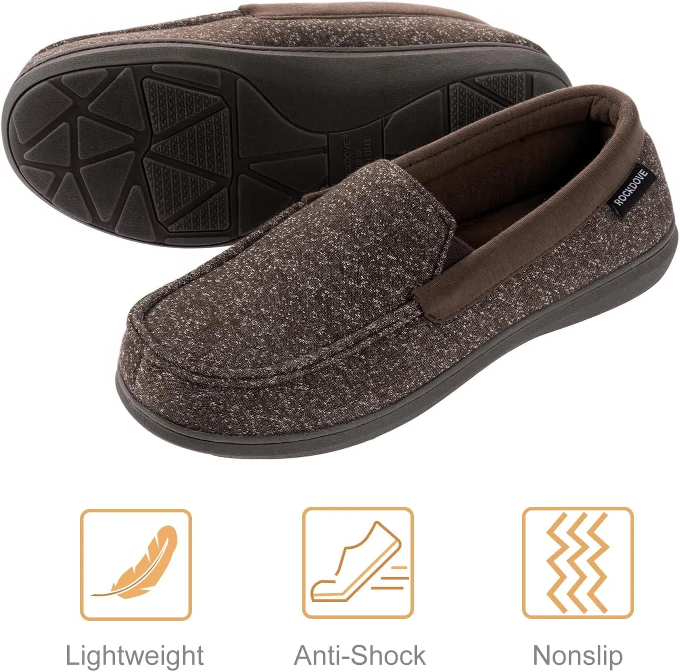RockDove Men's Tweed Memory Foam Moc Slipper