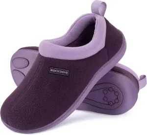 RockDove Women's Soft Cuff Polar Fleece Two-Tone Memory Foam Slipper with Indoor Outdoor Sole