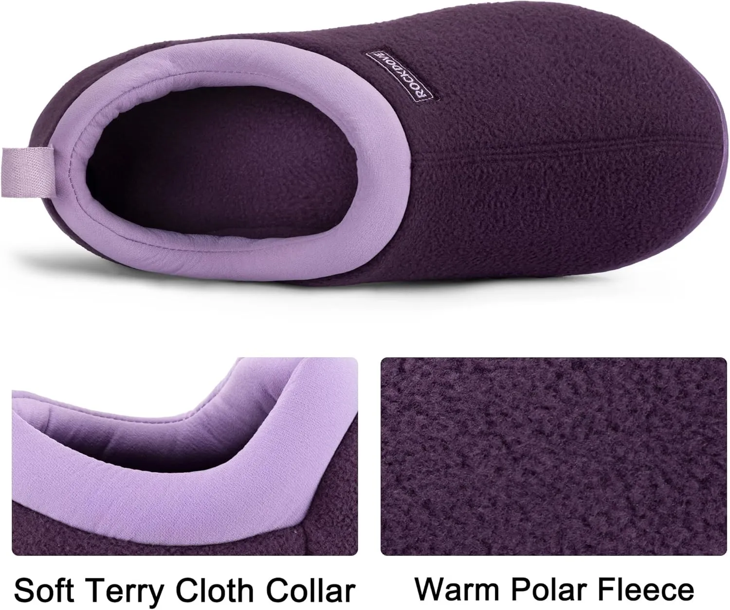 RockDove Women's Soft Cuff Polar Fleece Two-Tone Memory Foam Slipper with Indoor Outdoor Sole