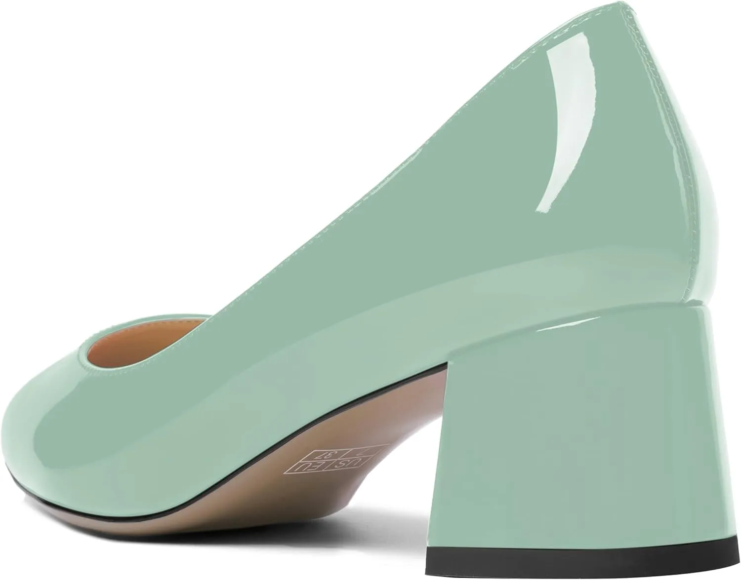 ROSERWISH Womens Fashion Casual Patent Slip On Wedding Pointed Toe Chunky Low Heel Pumps Dress Shoes 2 Inch
