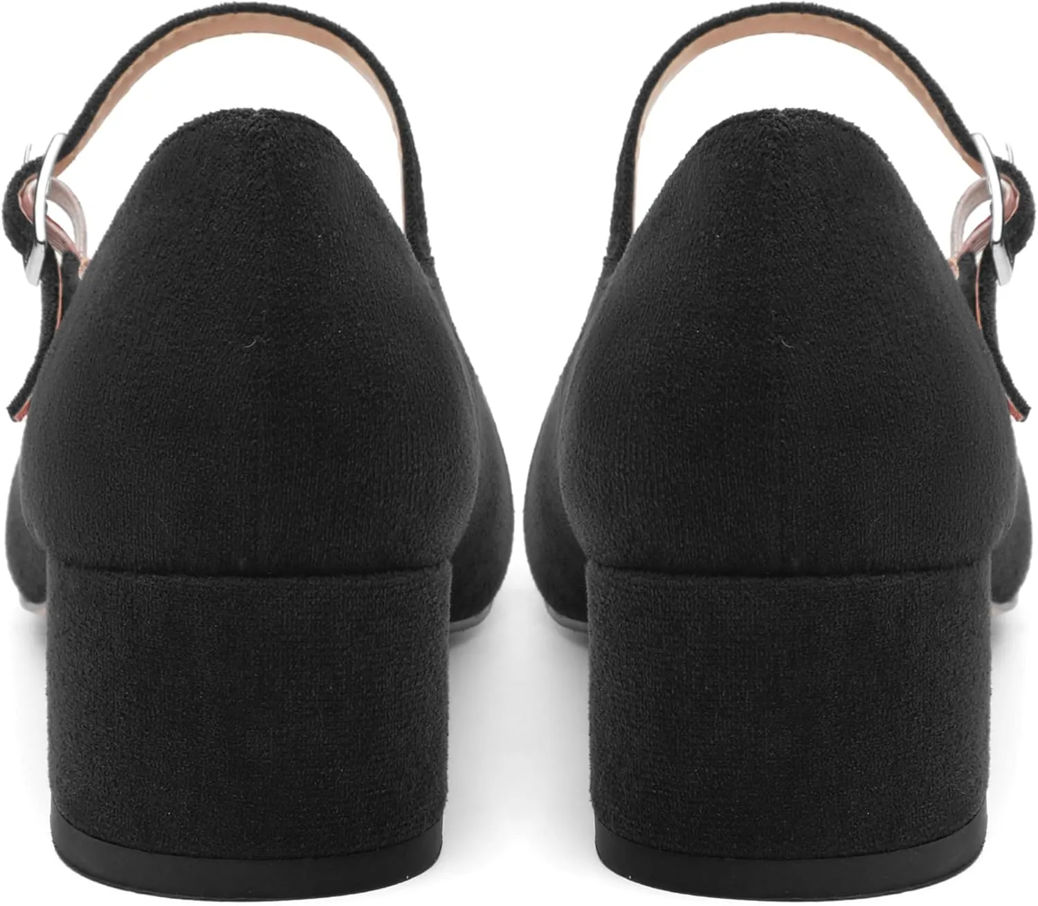 ROSERWISH Women's Mary Jane Shoes Chunky Low Heel Closed Round Toe Heels Ankle Strap Cap Toe Pumps Office Work Bridal Wedding Party 2 Inch Dress Shoes