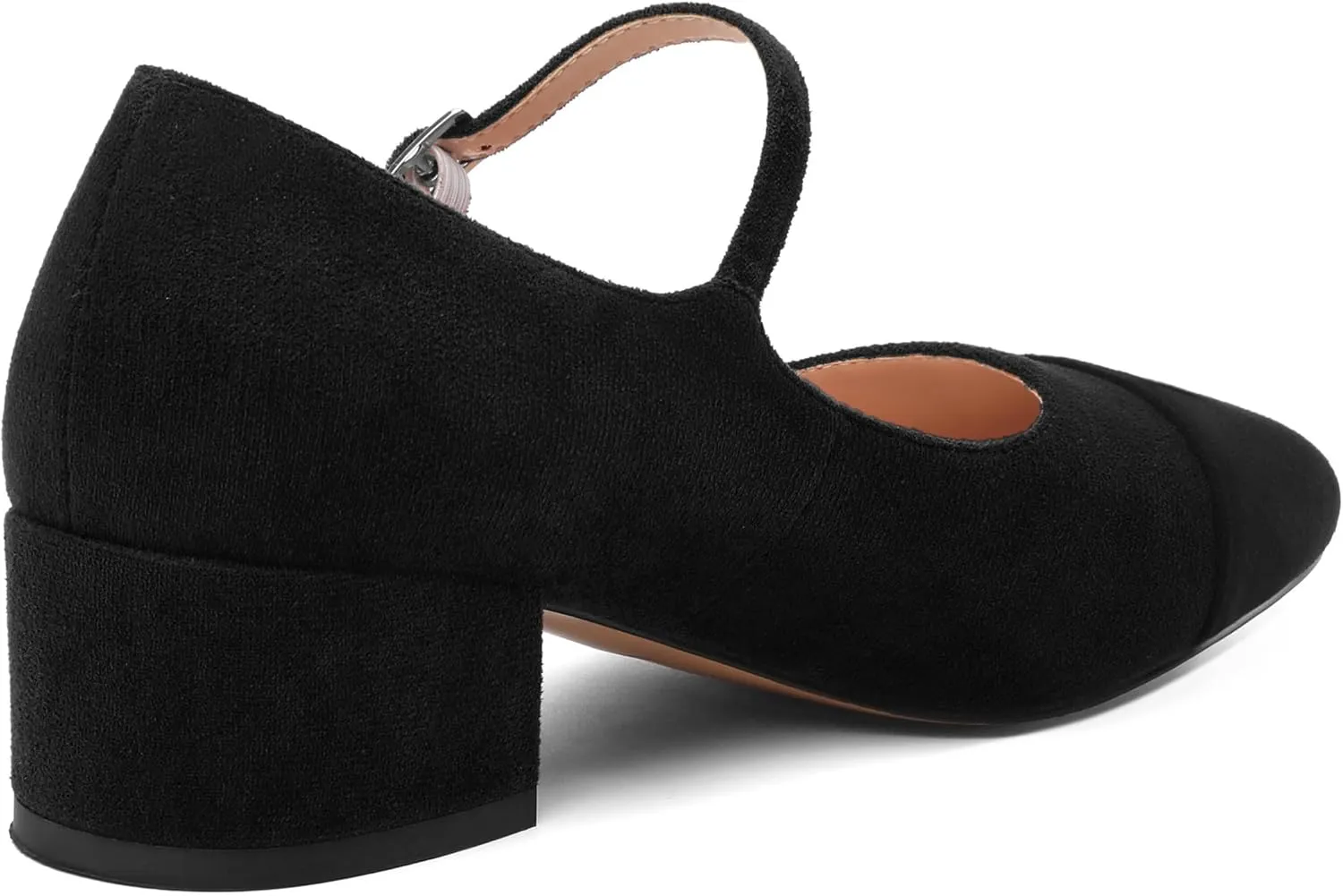 ROSERWISH Women's Mary Jane Shoes Chunky Low Heel Closed Round Toe Heels Ankle Strap Cap Toe Pumps Office Work Bridal Wedding Party 2 Inch Dress Shoes