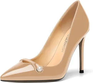 ROSERWISH Womens Night Club Slip On Sexy Pointed Toe Party Patent Stiletto High Heel Pumps Dress Shoes 4 Inch