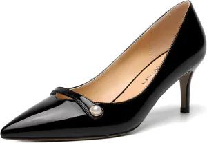 ROSERWISH Womens Sexy Patent Pointed Toe Slip On Evening Wedding Stiletto Mid Heel Pumps Dress Shoes 2.5 Inch