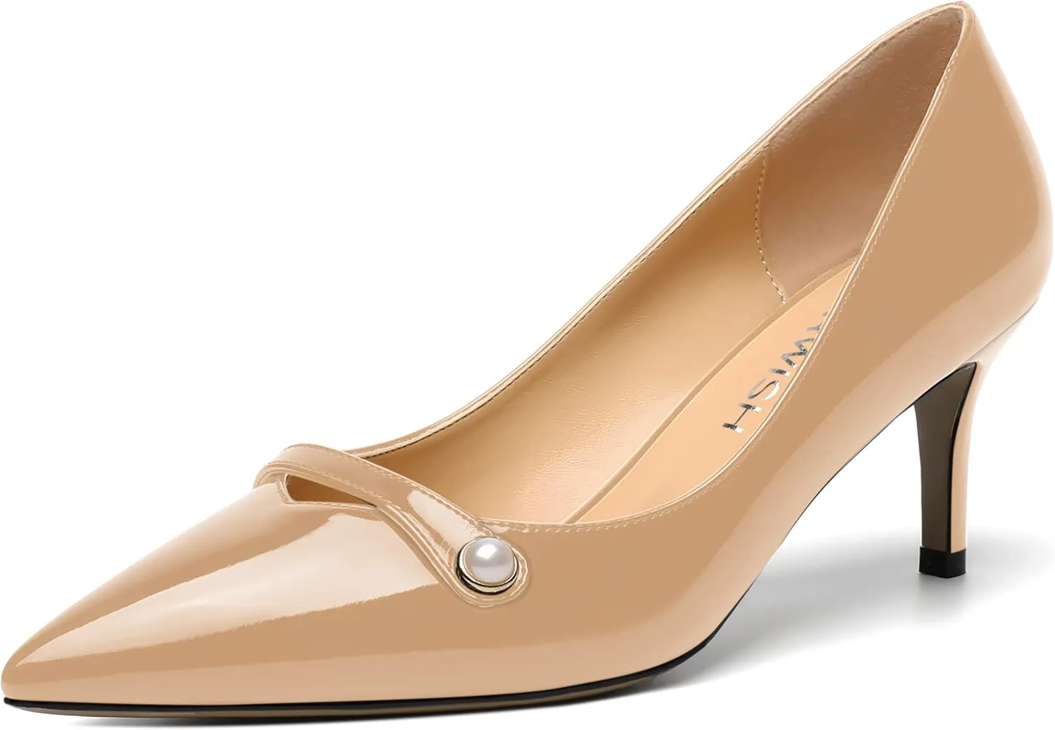 ROSERWISH Womens Sexy Patent Pointed Toe Slip On Evening Wedding Stiletto Mid Heel Pumps Dress Shoes 2.5 Inch