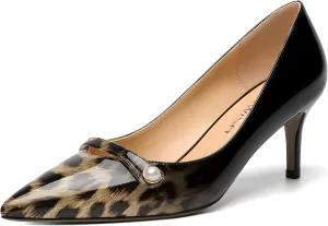 ROSERWISH Womens Sexy Patent Pointed Toe Slip On Evening Wedding Stiletto Mid Heel Pumps Dress Shoes 2.5 Inch
