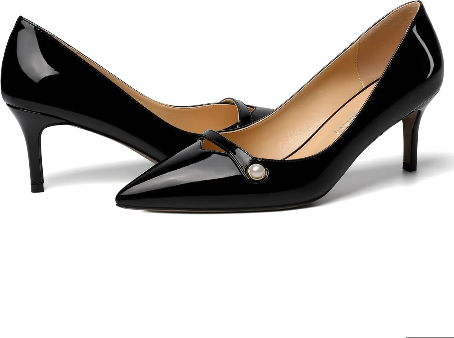 ROSERWISH Womens Sexy Patent Pointed Toe Slip On Evening Wedding Stiletto Mid Heel Pumps Dress Shoes 2.5 Inch