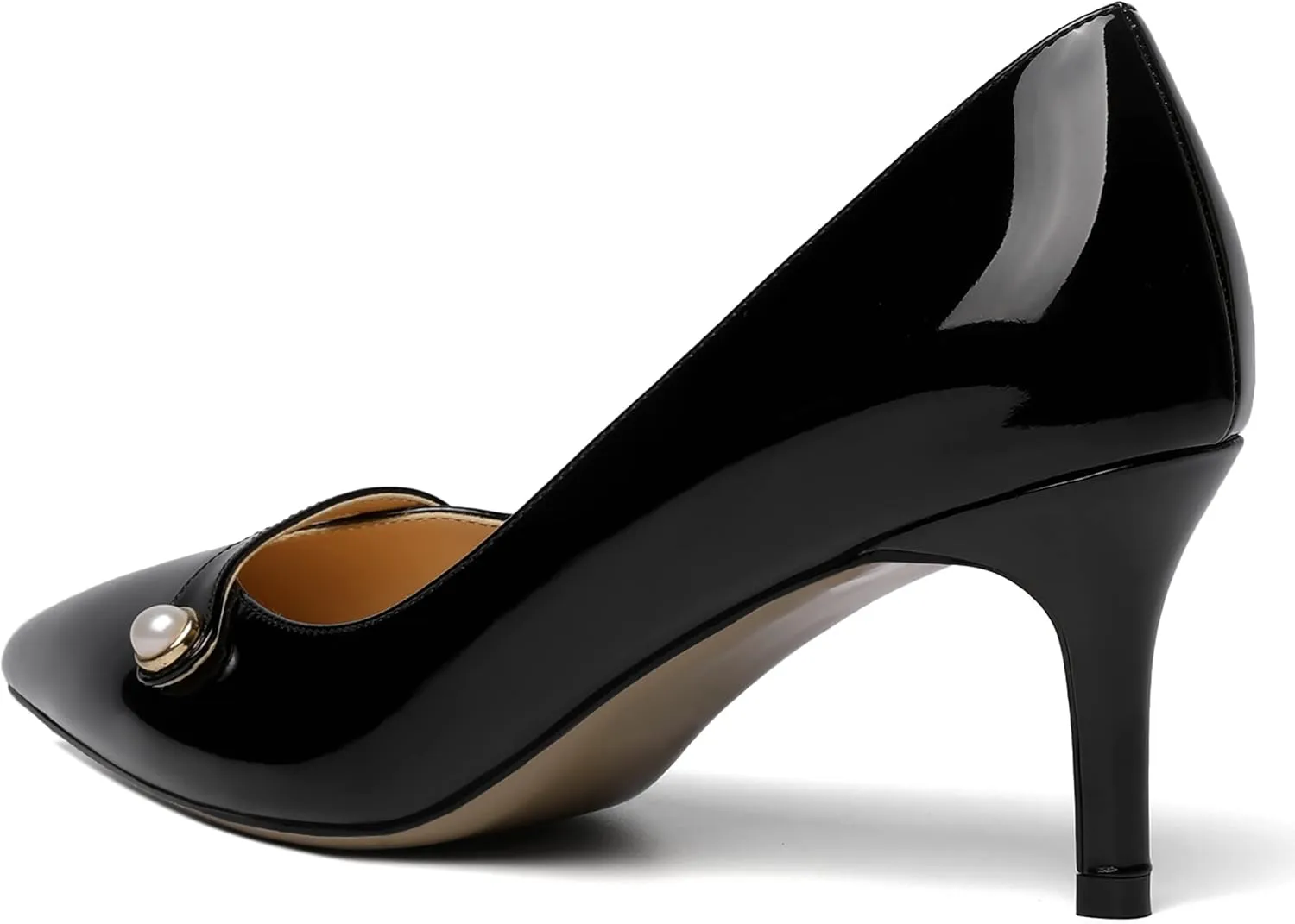 ROSERWISH Womens Sexy Patent Pointed Toe Slip On Evening Wedding Stiletto Mid Heel Pumps Dress Shoes 2.5 Inch