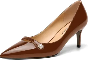 ROSERWISH Womens Sexy Patent Pointed Toe Slip On Evening Wedding Stiletto Mid Heel Pumps Dress Shoes 2.5 Inch