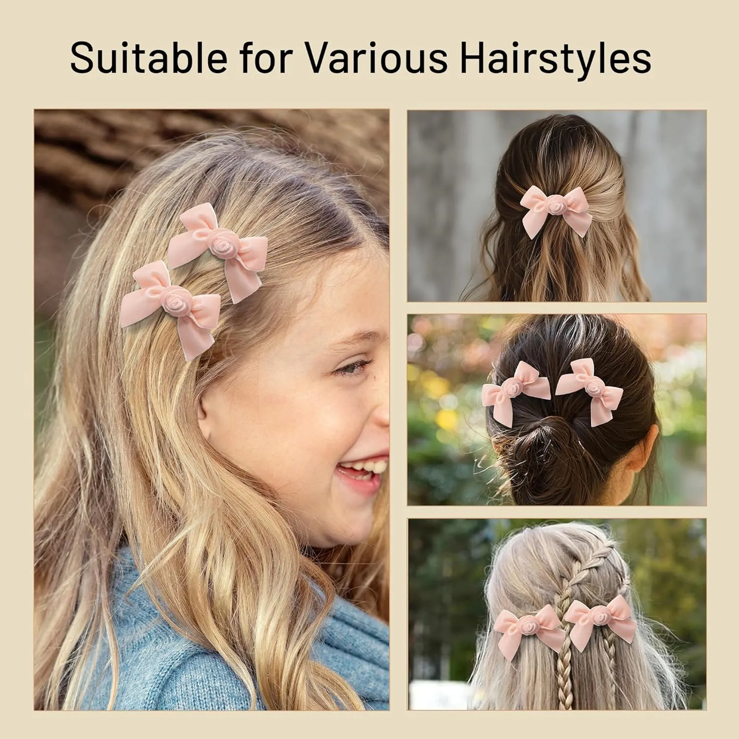 Rosette Velvet Double Clip Set - Ballet Slipper | Elegant Velvet Hair Clips w/Hand-Crafted Rosette Accents | Secure Alligator Clips for Timeless Style | Perfect for Special Occasions & Everyday Wear