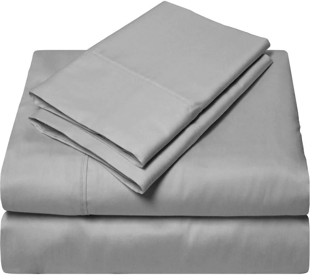 RRlinen 4PCs Twin Size Bed Sheet Set 800 Thread Count 100% Cotton Sheet Set Long-Staple Cotton Best-Bedding Sheets for Bed, Soft & Silky Fits Mattress Upto 14'' Deep Pocket (Silver, Twin)