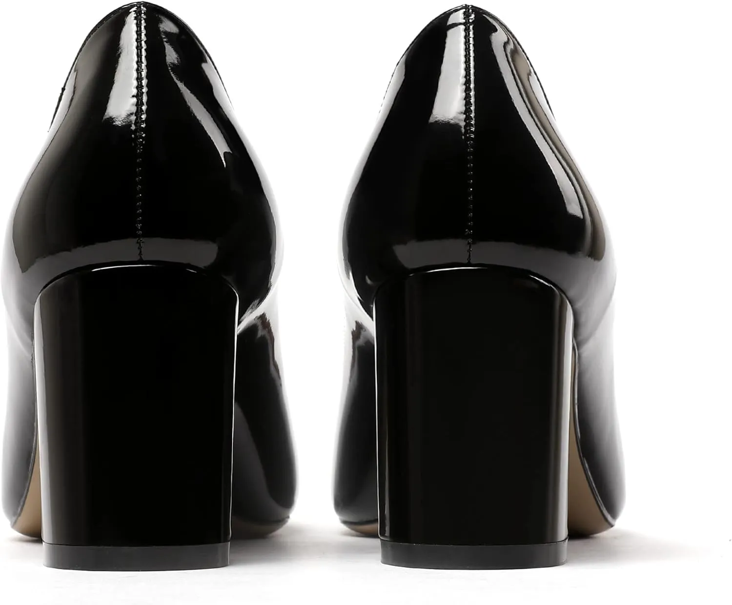 SAMMITOP Women's Chunky Block Pumps Closed Toe Slip On Heels Business Office Classic Dress Shoes