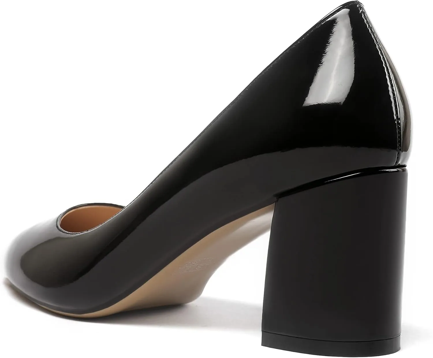 SAMMITOP Women's Chunky Block Pumps Closed Toe Slip On Heels Business Office Classic Dress Shoes