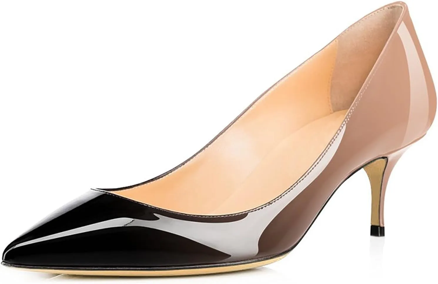 SAMMITOP Women's Kitten Heel Pumps,Pointed Toe Slip On Shoes,Ladies Office Daily Dress Pumps 6.5CM