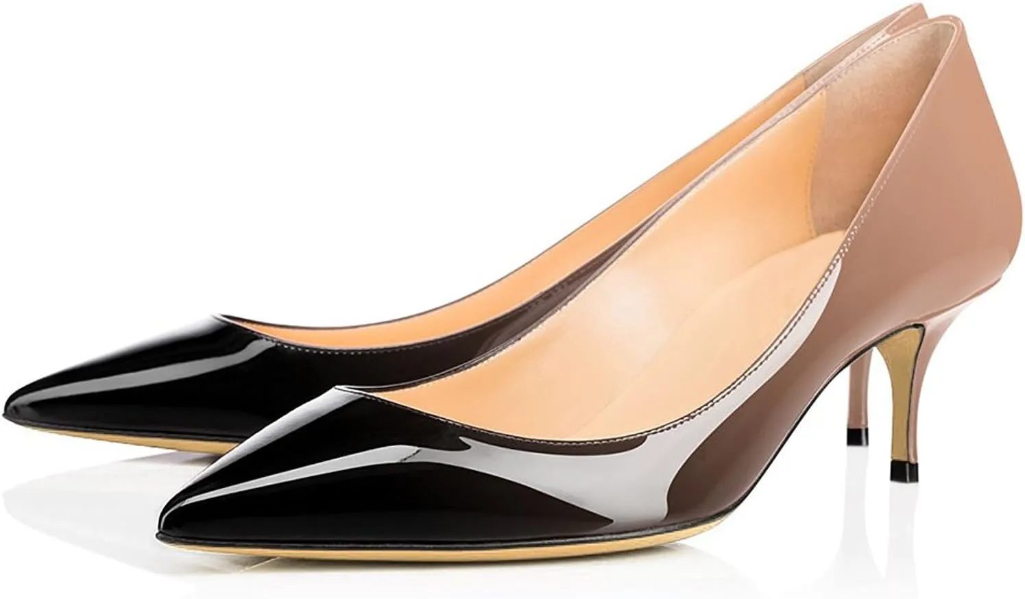 SAMMITOP Women's Kitten Heel Pumps,Pointed Toe Slip On Shoes,Ladies Office Daily Dress Pumps 6.5CM