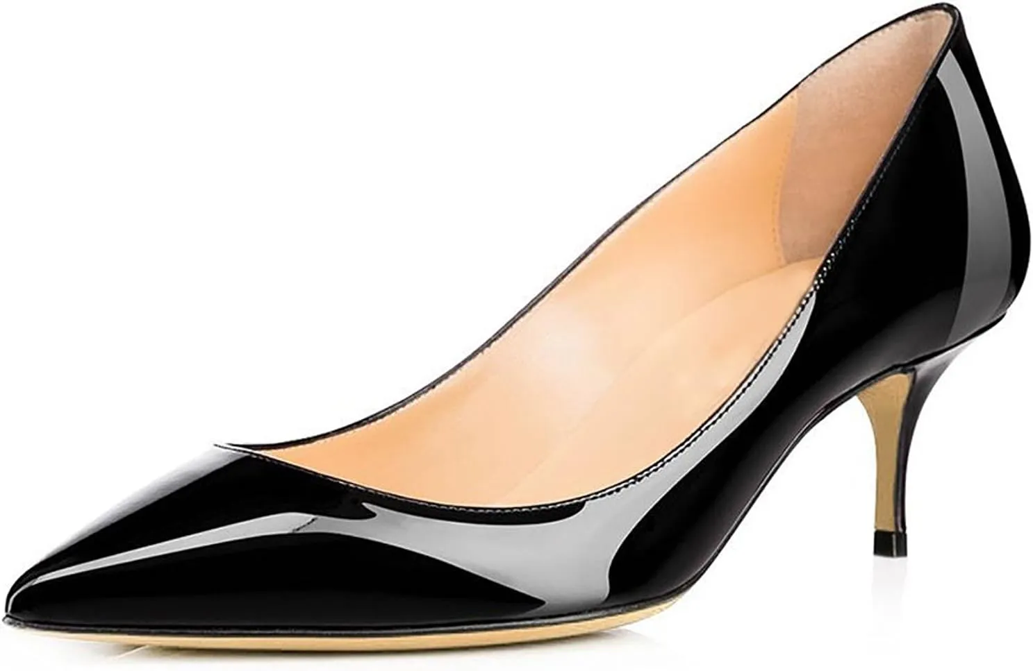SAMMITOP Women's Kitten Heel Pumps,Pointed Toe Slip On Shoes,Ladies Office Daily Dress Pumps 6.5CM