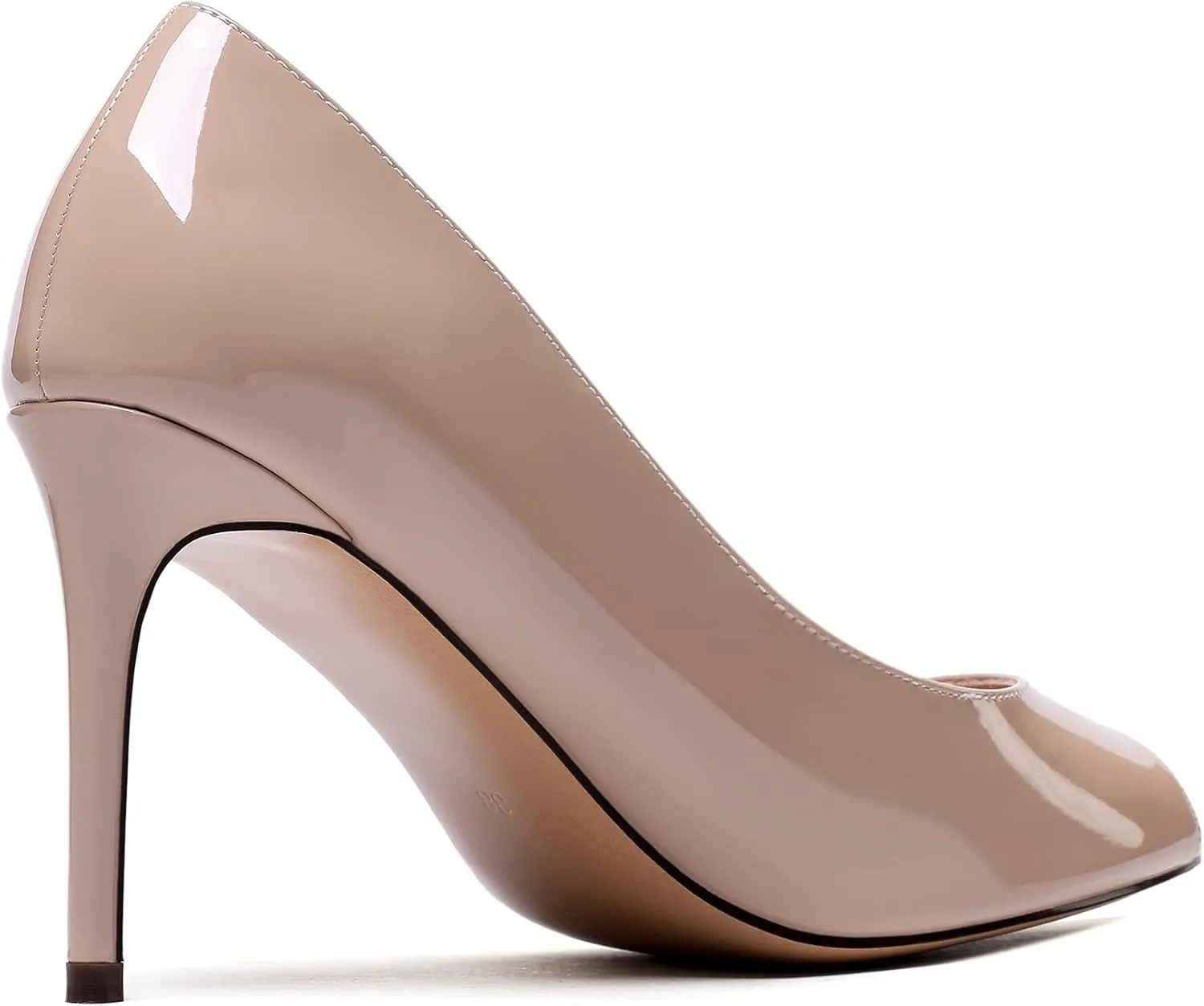 SAMMITOP Women's Peep Toe Pumps 80mm High Heel Shoes Slip On Patent Pumps Formal Shoes