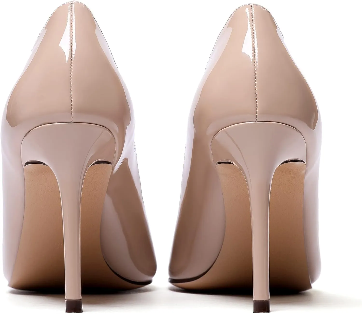 SAMMITOP Women's Peep Toe Pumps 80mm High Heel Shoes Slip On Patent Pumps Formal Shoes