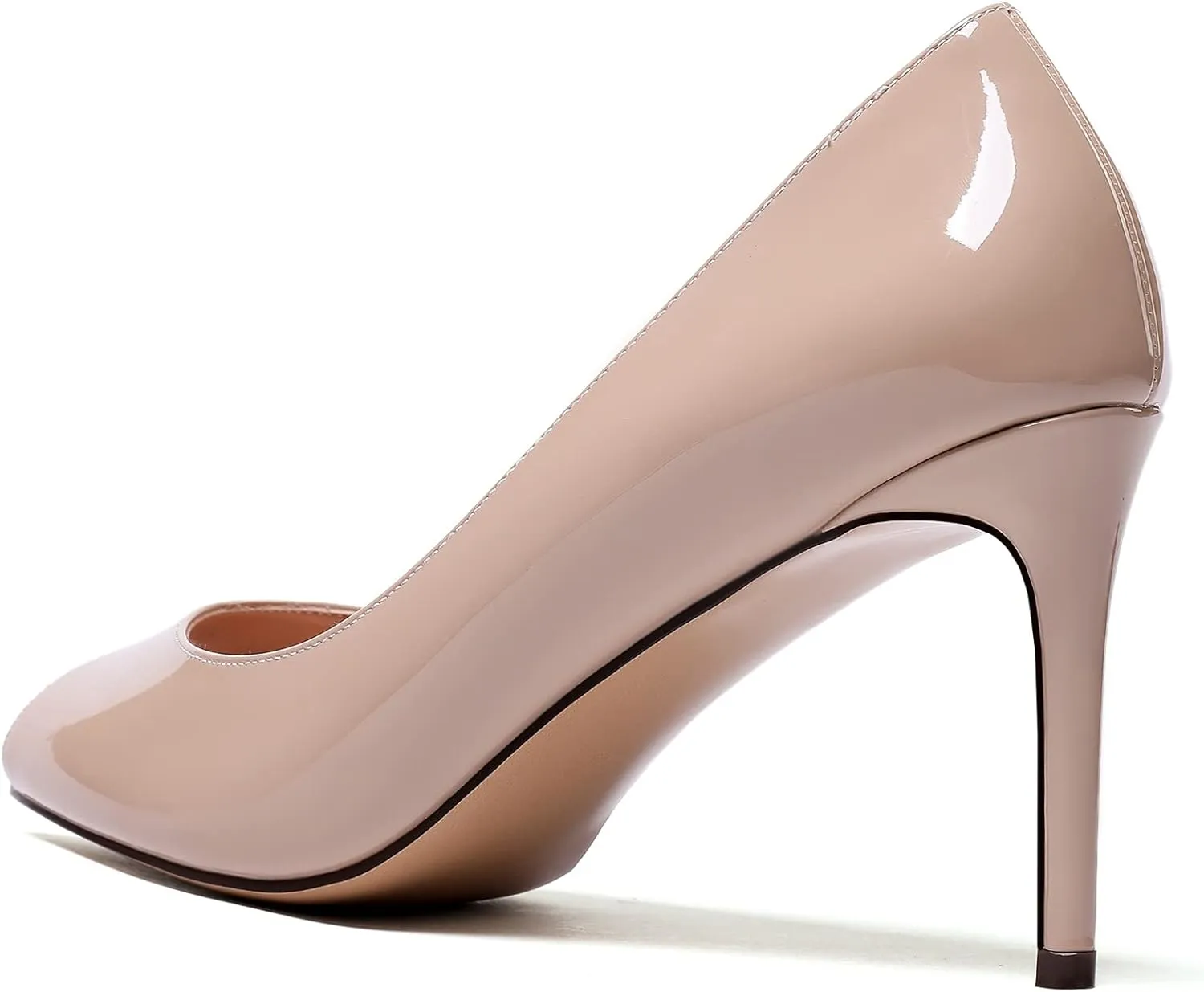 SAMMITOP Women's Peep Toe Pumps 80mm High Heel Shoes Slip On Patent Pumps Formal Shoes