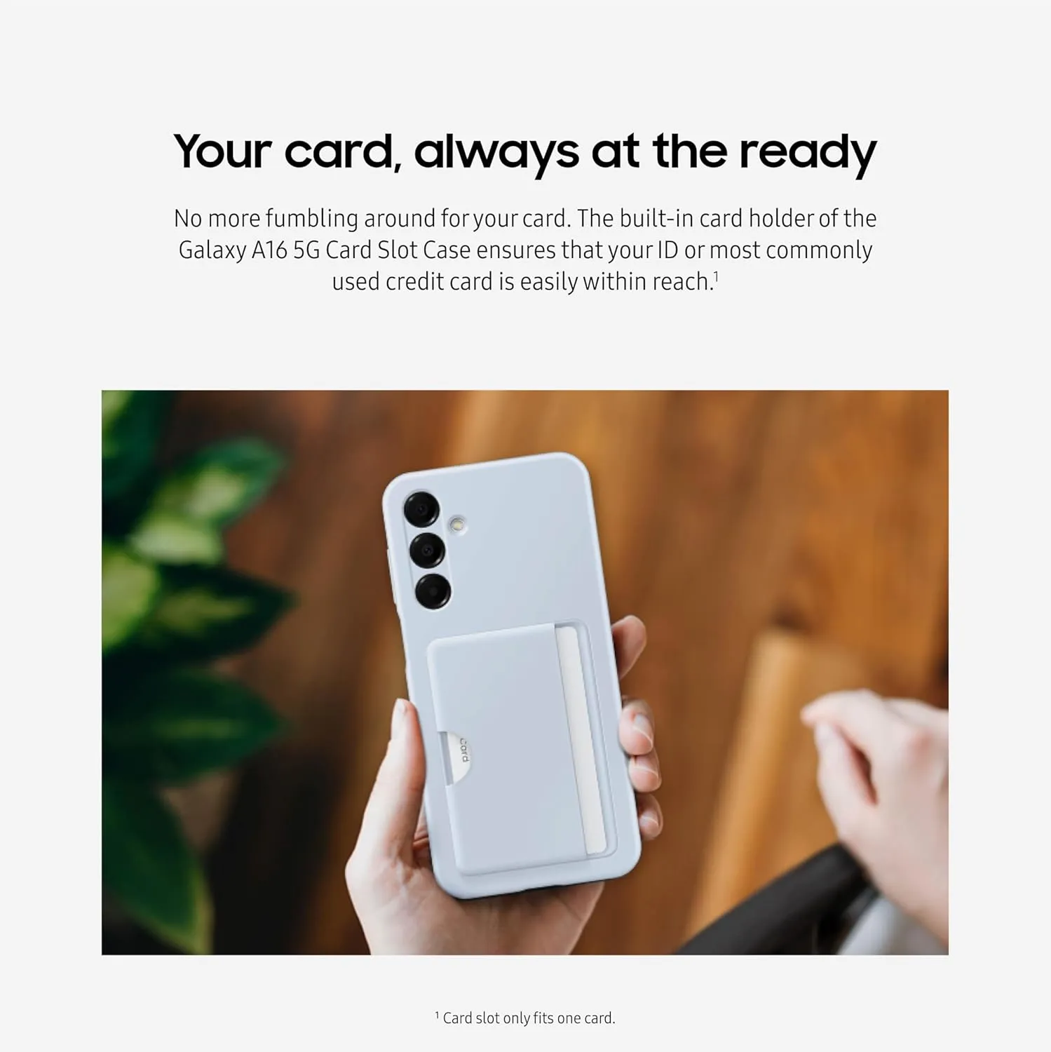 SAMSUNG Galaxy A16 5G Card Slot Phone Case, Sleek Design, Built-in Card Holder, Protective Cover, Blue, US Version, EF-OA166TLEGUS