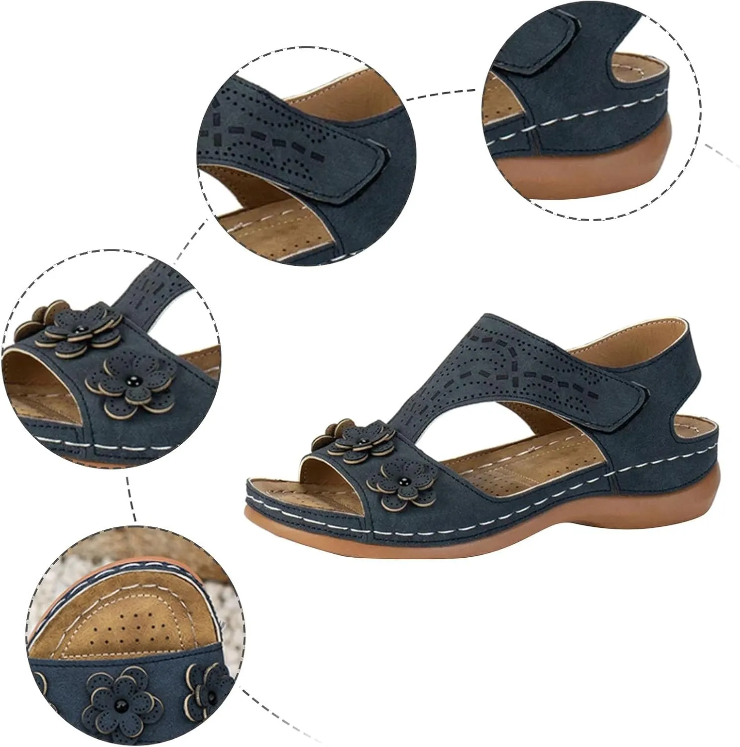Sandals for Women Comfortable Walking Non Slip Casual Adjustable Strappy Shoes Soft Cushion Orthopedic Sandals Women