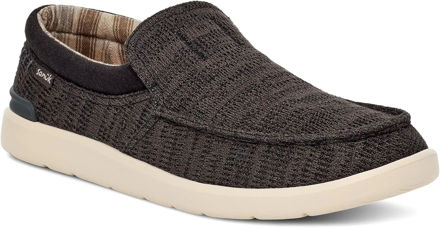 Sanuk Mens Hangout Lite Knit Loafers | Mens Shoes | Slip On Shoes for Men | Men's Slip-on Loafers | Removable Comfort Footbed