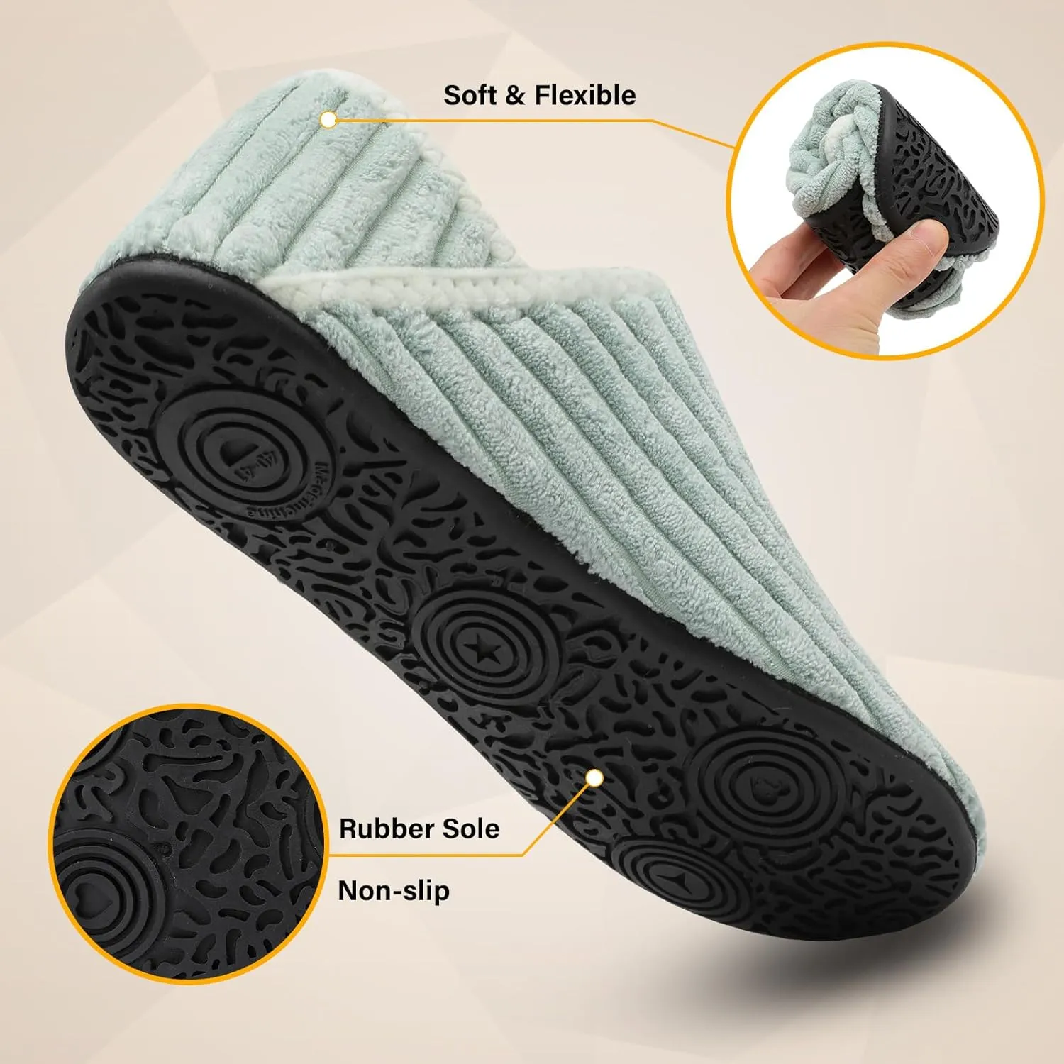 Scurtain Slippers for Women Men House Slipper Socks Lightweight Unisex Adults Barefoot Shoes Non-Slip Travel Slippers