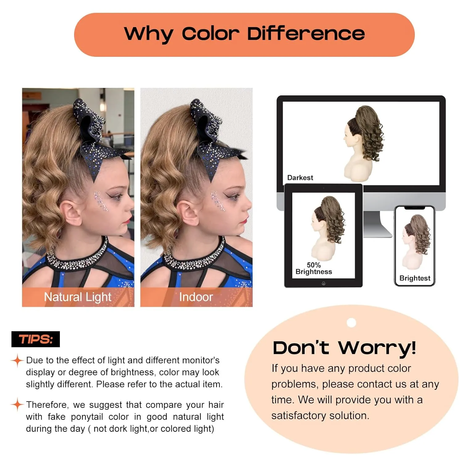 SEIKEA Cheer Ponytail Hair Piece, 14" Curly Cheerleader Hairpiece Ponytail Extension for Cheerleader Competition, Dance Dark Brown