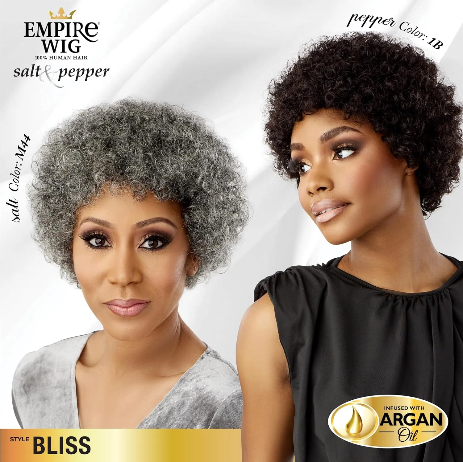 Sensationnel Empire Human Hair Wig - Salt And Pepper Bliss Contouring Mesh Cap Heat Safe (2 DARKBROWN)
