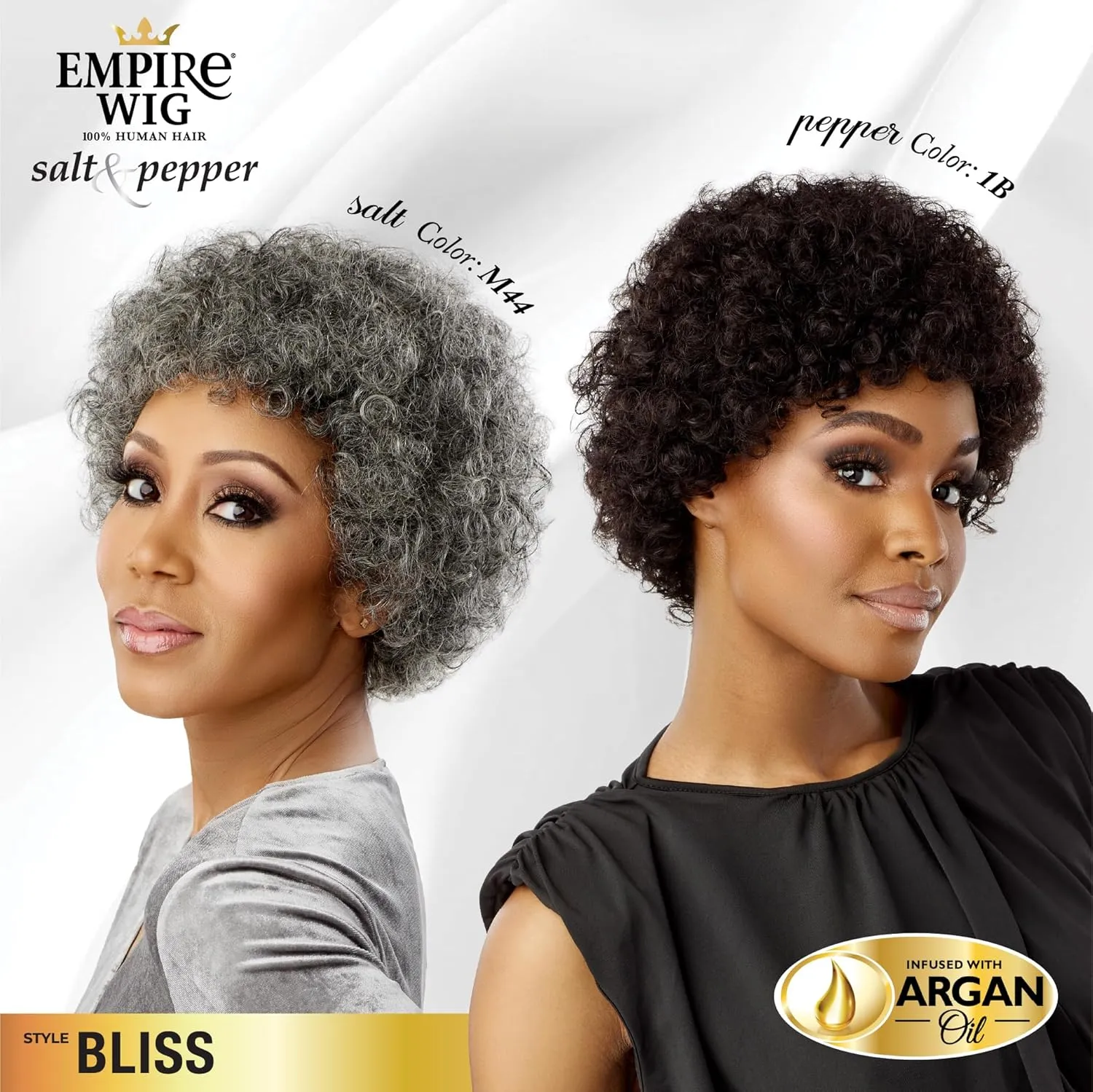 Sensationnel Empire Human Hair Wig - Salt And Pepper Bliss Contouring Mesh Cap Heat Safe (2 DARKBROWN)