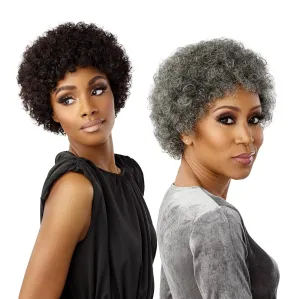 Sensationnel Empire Human Hair Wig - Salt And Pepper Bliss Contouring Mesh Cap Heat Safe (2 DARKBROWN)