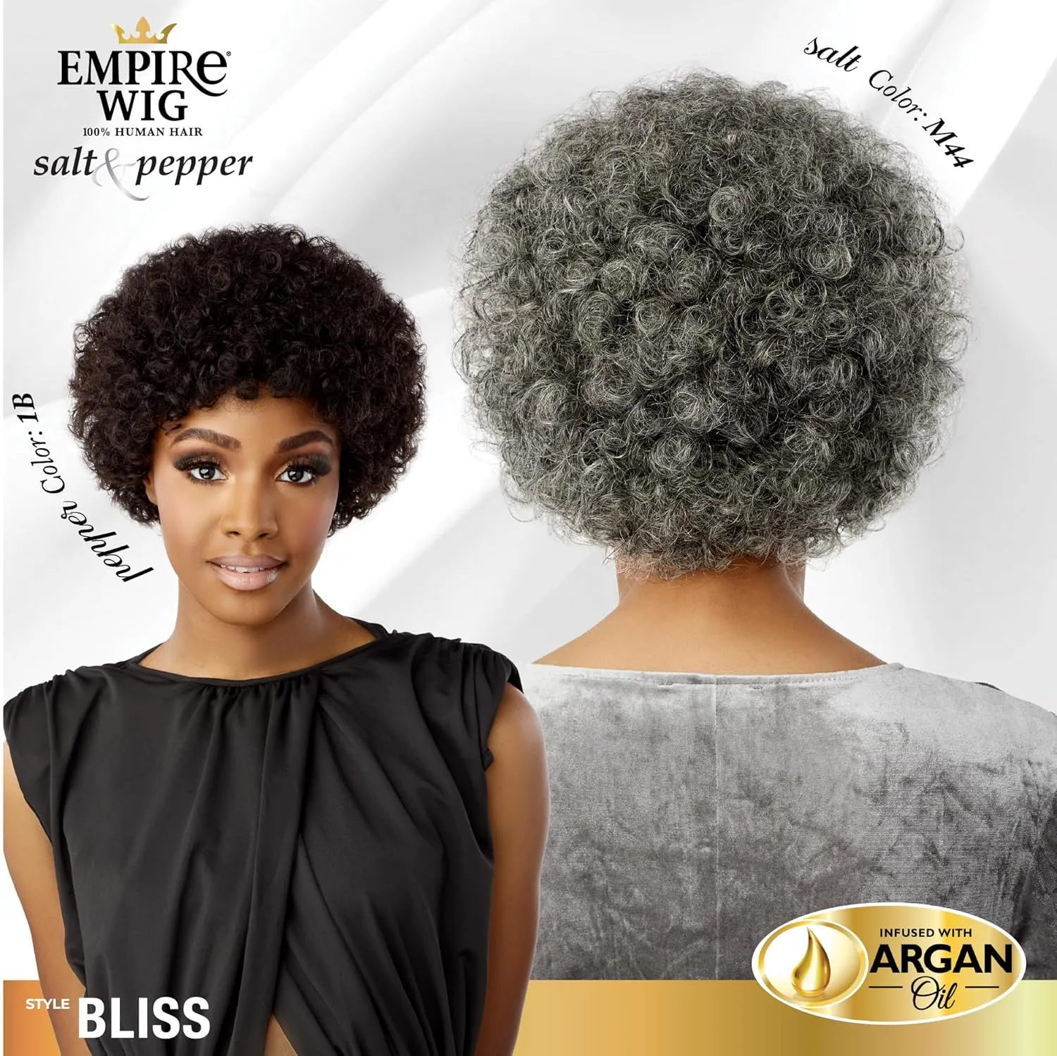 Sensationnel Empire Human Hair Wig - Salt And Pepper Bliss Contouring Mesh Cap Heat Safe (2 DARKBROWN)