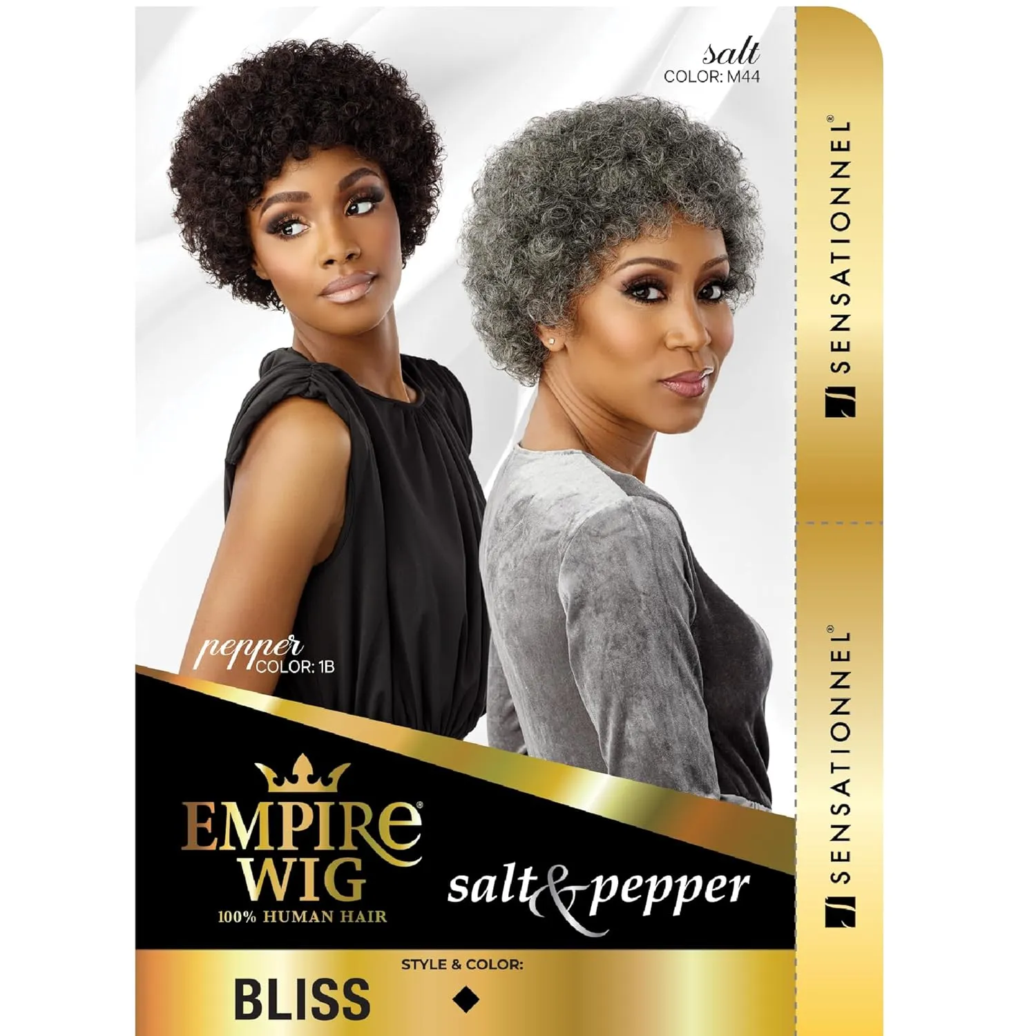 Sensationnel Empire Human Hair Wig - Salt And Pepper Bliss Contouring Mesh Cap Heat Safe (2 DARKBROWN)