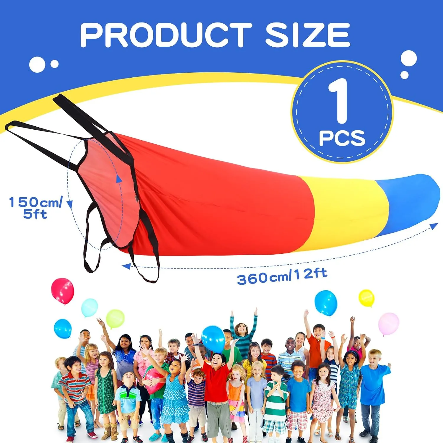 Sensory Compression Play Tunnel for Kids 12 ft Calm Sensory Tunnel Crawl Resistance Tube for Outdoor Indoor Tent Autism Kids Toys Game Concept Tools for Relax Reduce Anxiety(Red Yellow Blue)