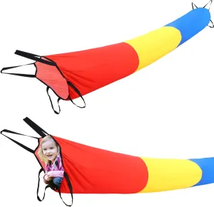Sensory Compression Play Tunnel for Kids 12 ft Calm Sensory Tunnel Crawl Resistance Tube for Outdoor Indoor Tent Autism Kids Toys Game Concept Tools for Relax Reduce Anxiety(Red Yellow Blue)