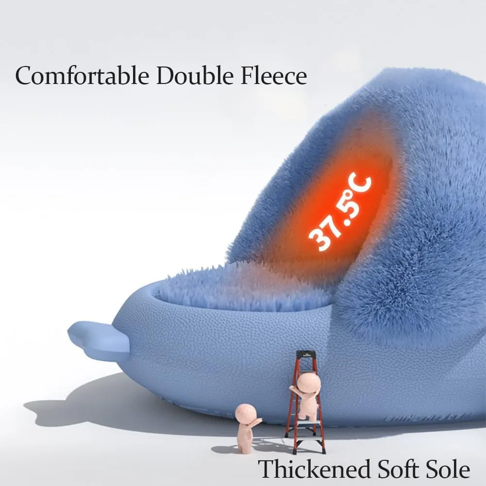 Sharklas Originales Kids Polares, Summer and Winter Shark Slides Detachable Warm Fuzzy Slippers, Comfy Waterproof Slides