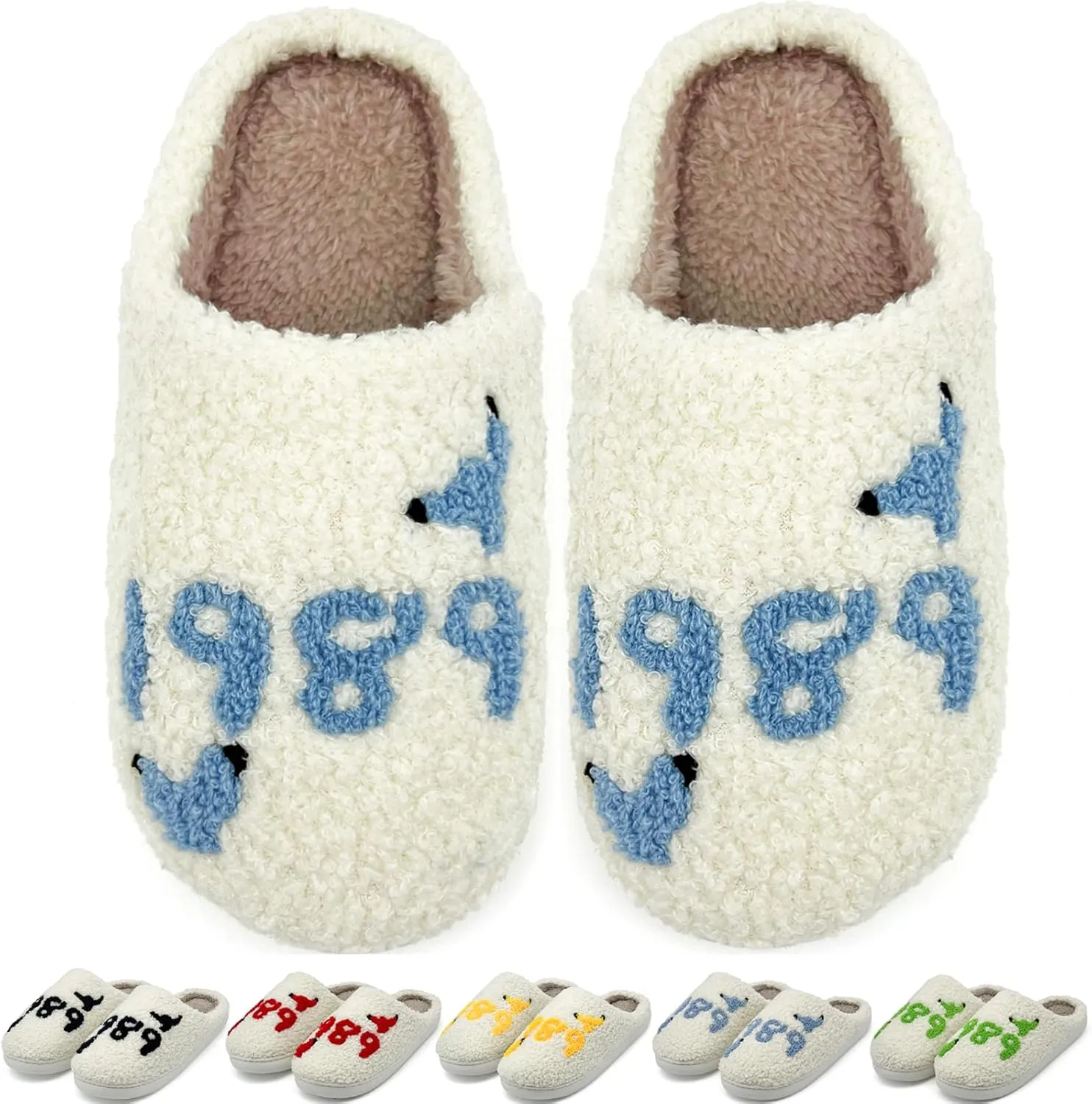 sharllen Taylors Slippers for Women Men,1989 Cute House Slippers,Warm Plush Winter Slip on Bedroom Shoes,Indoor Comfy Fuzzy Fluffy Flat Slides