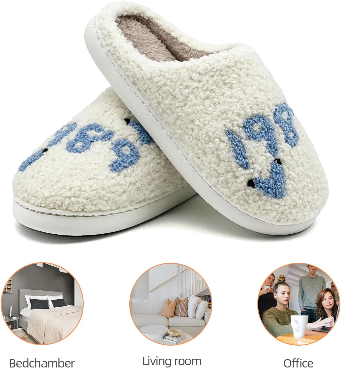 sharllen Taylors Slippers for Women Men,1989 Cute House Slippers,Warm Plush Winter Slip on Bedroom Shoes,Indoor Comfy Fuzzy Fluffy Flat Slides