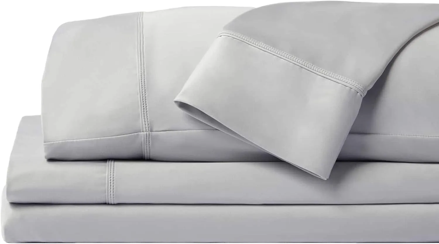 SHEEX Original Performance Sheet Set, Cooling Bed Sheet with 1 Flat Sheet, 1 Fitted Sheet, and 2 Standard Pillowcases, Queen, Pearl Blue