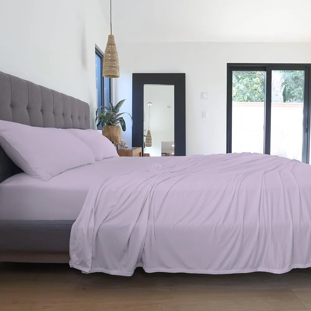 SHEEX Original Performance Sheet Set, Cooling Bed Sheet with 1 Flat Sheet, 1 Fitted Sheet, and 2 Standard Pillowcases, Twin/Twin XL, Silver Lilac