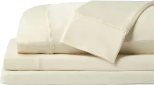 SHEEX Original Performance Sheet Set, Cooling Bed Sheet with 1 Flat Sheet, 2 Fitted Sheet, and 2 King Pillowcases, Split King, Ecru